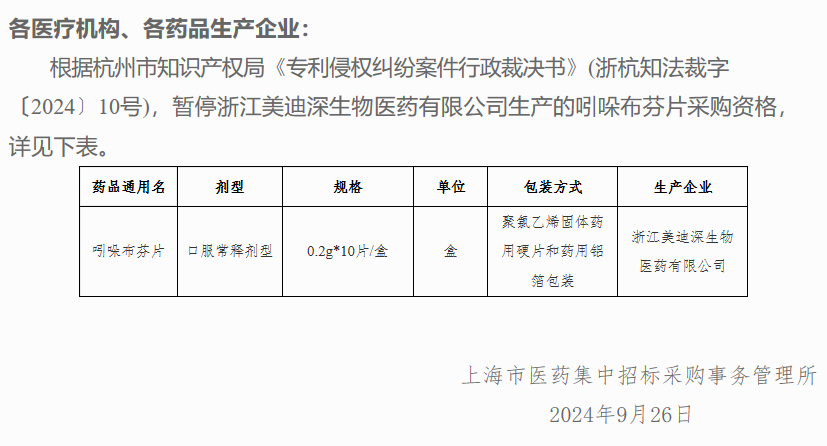 吲哚布芬片暂停国采