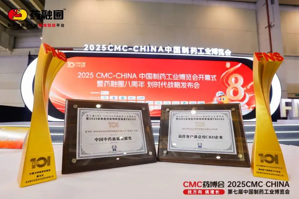 【中国中药新质贡献奖】和【最佳客户满意度CRO企业】双项殊荣